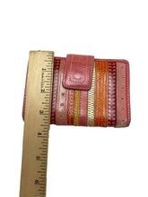 Load image into Gallery viewer, Fossil Wallet Card Holder Coins Pockets Studded Genuine Leather Pink Orange
