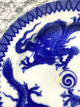 Load image into Gallery viewer, Antique Japanese Dragon Plate Blue &amp; White Porcelain Character Mark
