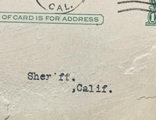 Load image into Gallery viewer, 1924 Wanted Postcard Murder Suspect Sheriff California Antique Postmarked Rare
