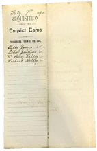 Load image into Gallery viewer, 1892 Convict Camp Requisition Jailer Prisoners Antique Ephemera
