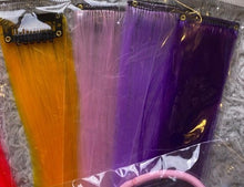 Load image into Gallery viewer, Hair Extensions 16 Pack Clip-in Colorful Braids Bows Ties Party Sleepover NEW
