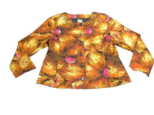 Load image into Gallery viewer, Chicos Shirt Womens 2 Gold Pink Button Up Spandex Sequins Beads Boho Blouse
