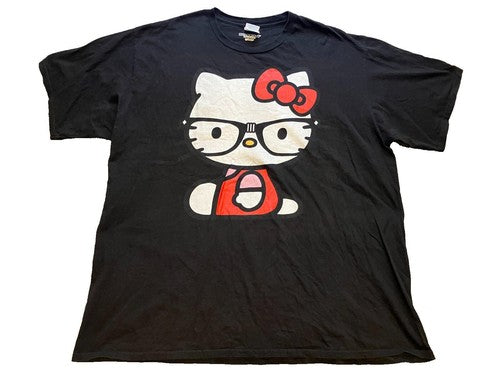 Hello Kitty Shirt Womens 2XL Black Sanrio Bow Academia Plus Casual Streetwear