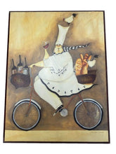 Load image into Gallery viewer, 2PC Jennifer Garant Fat Chef Bicycle Framed Art Tile Wall Art Kitchen Home Decor
