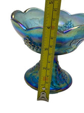 Load image into Gallery viewer, Vintage Carnival Glass Iridescent Harvest Blue Candle Holder

