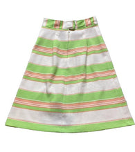 Load image into Gallery viewer, VTG A-Lined Skirt Womens 25x23.5 Green Peach Striped Flat Front Casual 60s 70s

