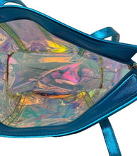 Load image into Gallery viewer, Clear Purse Blue Iridescent Shoulder Strap Concert Festival NEW
