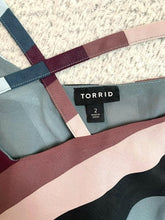 Load image into Gallery viewer, Torrid Shirt Womens 2 Multicolor Stripes Sophie Swing Cami Strappy Boho Blouse
