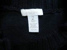 Load image into Gallery viewer, Chico's Vest Womens 2 Black Open Front Faux Fur Sweater Outerwear Ladies
