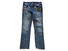 Load image into Gallery viewer, Vintage Allen B Jeans Womens 2 (27x26) Y2K Jeweled Embellished Cut-Off Straight
