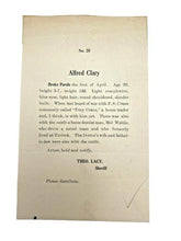 Load image into Gallery viewer, Early 1900's Arrest Poster Flyer Alfred Clary Broke Parole Horse Trader Dentist
