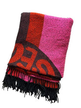 Load image into Gallery viewer, Victoria's Secret Blanket Throw Lap One Size Fringe Logo Lip Red Pink 54"x46"
