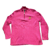 Load image into Gallery viewer, Lauren Ralph Lauren Sweater Womens Large Pink Cable Knit Oversized Crest Logo
