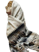 Load image into Gallery viewer, Inca Land Scarf Tasseled Headwrap Alpaca Lana Wool Scarves Fringe 27"x76"

