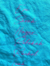 Load image into Gallery viewer, VTG Be Radical Shirt Womens Medium Turquoise Name Print Comfort Wash USA 80s 90s
