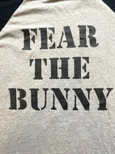 Load image into Gallery viewer, Champion Shirt Adult Large Gray Black Fear The Bunny Raglan Authentic Grunge Men
