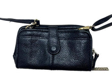 Load image into Gallery viewer, Brighton Crossbody Wallet Black Pebbled Leather Studded Convertible Adjustable
