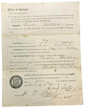 Load image into Gallery viewer, 1893 Arrest Warrant Disorderly Conduct Georgia County Jail Antique Ephemera
