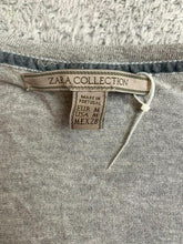 Load image into Gallery viewer, Zara Collection Shirt Womens Medium Gray V-Neck Flower Retro Casual Blouse Lady
