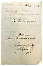Load image into Gallery viewer, 1896 Prisoner Discharge Order Savannah Georgia Chatham County Jail Antique

