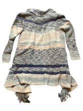 Load image into Gallery viewer, Knox Rose Sweater Womens Medium Peach Gray Oversized Waterfall Fringe Cardigan
