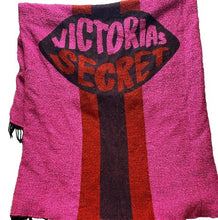 Load image into Gallery viewer, Victoria's Secret Blanket Throw Lap One Size Fringe Logo Lip Red Pink 54"x46"
