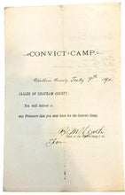 Load image into Gallery viewer, 1892 Convict Camp Requisition Jailer Prisoners Antique Ephemera
