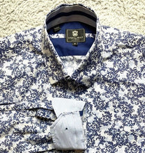 Load image into Gallery viewer, Steel &amp; Jelly Shirt Adult Medium Blue Button Up Allover Print Floral London Mens
