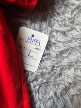 Load image into Gallery viewer, Fried Denim Shirt Womens Large Red Spandex Stretch Embossed Logo Streetwear Y2K
