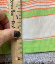 Load image into Gallery viewer, VTG A-Lined Skirt Womens 25x23.5 Green Peach Striped Flat Front Casual 60s 70s
