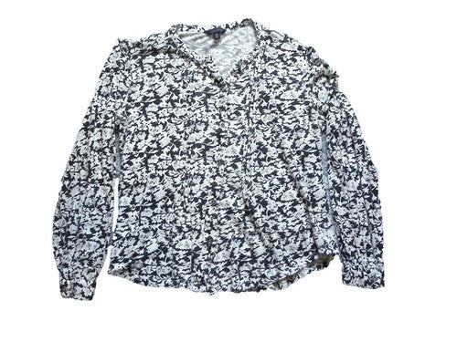 Lucky Brand Shirt Womens Medium Button Up Flowy Casual Blouse Long Sleeve Ladies