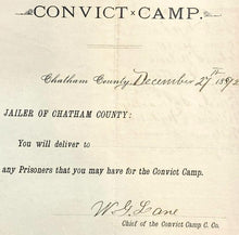 Load image into Gallery viewer, 1892 Convict Camp Requisition Jailer Prisoners Antique Ephemera
