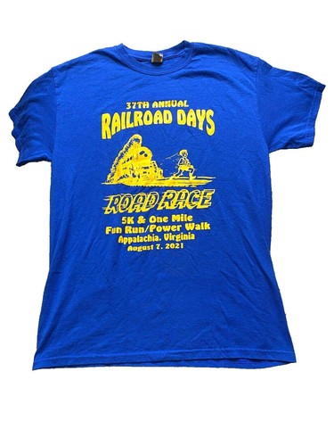 Railroad Days Shirt Adult Medium Blue Road Race 37th Appalachia Power Walk Mens