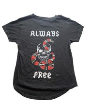Load image into Gallery viewer, Brooklyn Standard Shirt Womens Medium Black Always Free Goth Skull Snake Grunge
