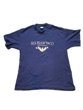 Load image into Gallery viewer, VTG San Francisco California Shirt Womens Extra Large Navy Butterfly Flower 80s
