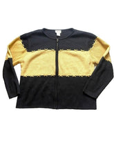 Load image into Gallery viewer, Crystal Kobe Sweater Womens Medium Zip Up Colorblock Acrylic Cardigan Ladies
