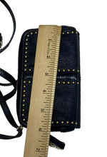 Load image into Gallery viewer, Brighton Crossbody Wallet Black Pebbled Leather Studded Convertible Adjustable
