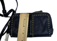 Load image into Gallery viewer, Brighton Crossbody Wallet Black Pebbled Leather Studded Convertible Adjustable
