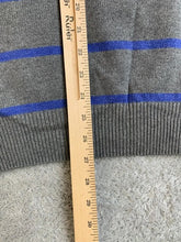 Load image into Gallery viewer, CHAPS Ralph Lauren Sweater Adult Medium Gray Blue Striped Crest Logo Knitted Men
