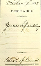 Load image into Gallery viewer, 1893 Jail Discharge Paper Georgia Poisoner County Jailer Antique Ephemera
