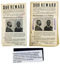 Load image into Gallery viewer, 1907 Reward Poster Escaped Police Transferred to San Quentin Lot of 2
