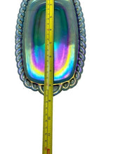 Load image into Gallery viewer, Vintage Carnival Glass Butter Tray Iridescent Blue Rainbow Trinket Dish

