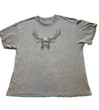Load image into Gallery viewer, Deer Shirt Adult 2X Gray Crew Neck Outdoor Hunting Streetwear Antlers Head Mens
