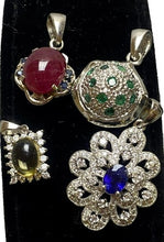 Load image into Gallery viewer, Lot of 4 Pendants Sapphire Emerald Ruby Citrine Gemstones Lab Created NEW
