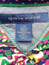 Load image into Gallery viewer, Tommy Hilfiger Shirt Womens Large Green Pink Geometric Floral Contrast Cuffs
