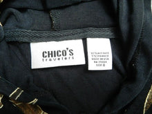 Load image into Gallery viewer, Chicos Vest Womens 0 Black AOP Palm Leaves Full Zip Hoodie Travelers Spandex USA
