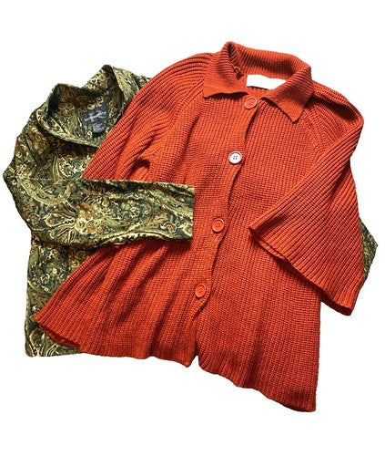 Lot of 2 Jacket Sweater Women Medium Large Paisley Requirements Mainstreet Blues