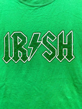 Load image into Gallery viewer, Irish Shirt Adult Large Kelly Green Lightning Bolt Clover Shamrock Spellout Mens
