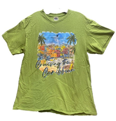 Holland American Cruise Line Shirt Women Large Green Travel Beachy Caribbean
