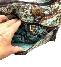 Load image into Gallery viewer, Vera Bradley Small Purse Teal Brown Quilted Paisley Shoulder Bag Handbag
